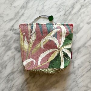 IOSIS Paris Woven Floral Zip Pouch French Tapestry Bag